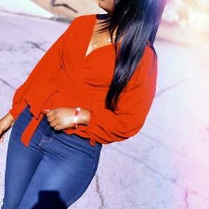 Red wrap shirt